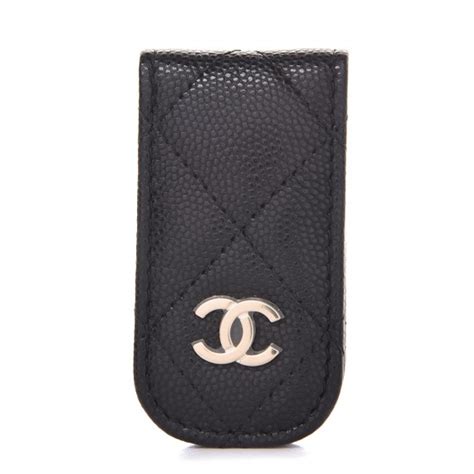 chanel classic money clip|CHANEL Caviar Quilted Money Clip Black.